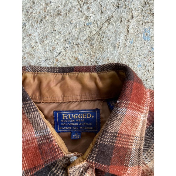 Vintage 80’s Rugged Wrangler Style Western Flannel Shirt - Picture 3 of 11